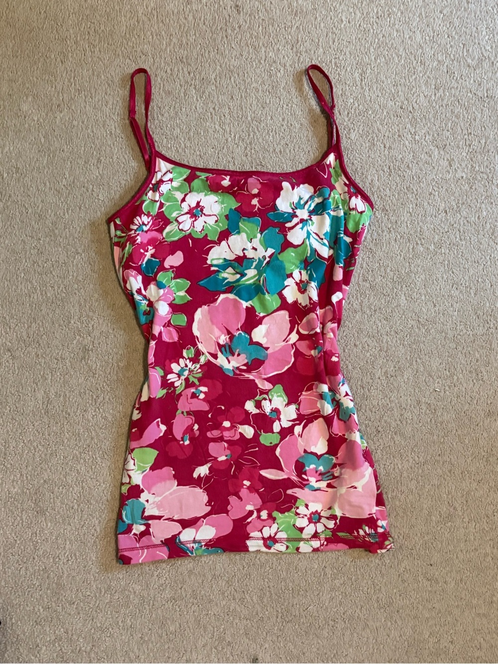 Aeropostale Pink Floral Spaghetti-Strap Camisole